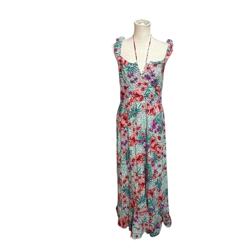Lost & Wander Anthro Ankle Maxi Dress Floral Colorful Womens L Hawaiian